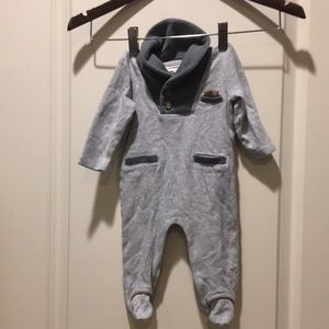 Clasix Beginnings baby shawl collar long sleeve 1 piece snap bottom footsie 6M